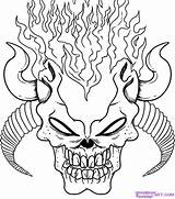Flames Skulls sketch template