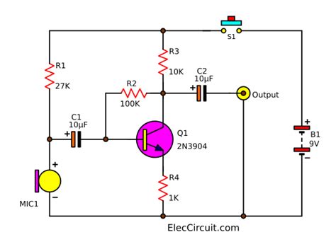 simple condenser mic preamp circuit eleccircuitcom