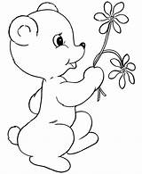 Bear Teddy Coloring Flowers Pages Spring Sheets Color Little Flower Printable Preschool Mothers Kids sketch template