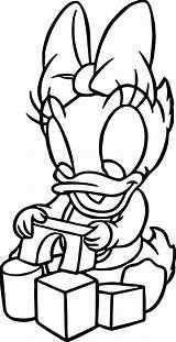 Baby Daisy Duck Blocks Coloring Pages Colouring Drawing Playing Getdrawings sketch template