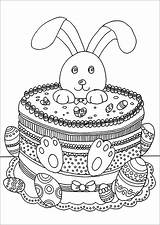 Easter Coloring Pages Kids Rabbit Color Adults Cake Colouring Coloriage Lapin Bunny Children Funny Paques Printable Adult Drawings Few Details sketch template