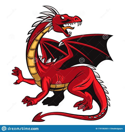 cartoon angry red dragon mascot stock vector illustration  japanese