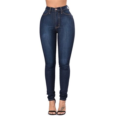 hot sale womens elastic high waist skinny jeans  jeans  womens clothing  aliexpress
