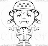 Safari Angry Girl Clipart Cartoon Outlined Coloring Vector Thoman Cory Royalty sketch template