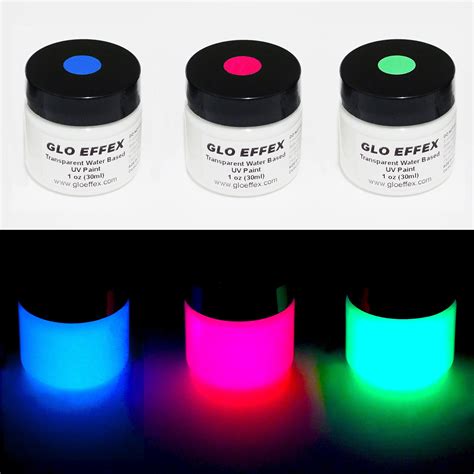 invisible transparent water based uv reactive paint  oz glo effex
