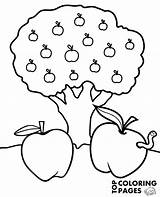 Apple Coloring Tree Apples Printable Print sketch template