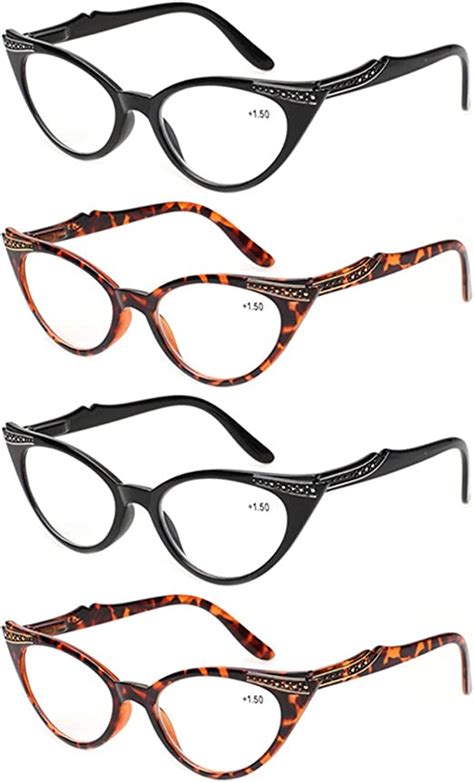 kerecsen 4 pack ladies stylish cateye reading glasses