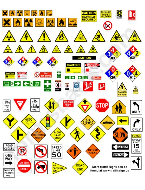 printable road sign chart