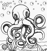 Octopus Coloring Realistic Pages Printable Kids sketch template