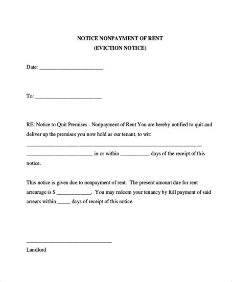 printable  day notice  landlord template