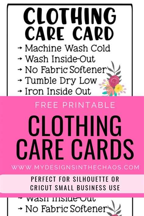 printable clothing care cards  designs   chaos