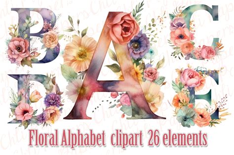 floral alphabet clipartfloral letters graphic  chilipapers