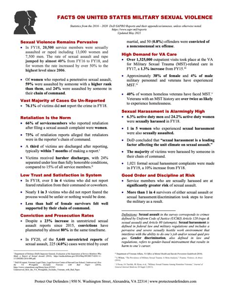 military sexual assault fact sheet protect our defenders