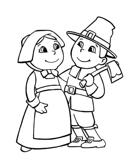 gambar  printable pilgrim coloring pages kids cute couple