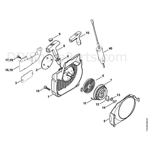 stihl  chainsaw  parts diagram rewind starter
