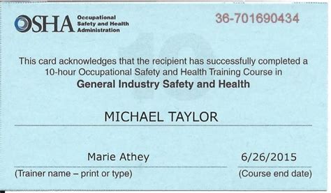 osha  hour card