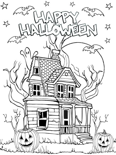 adult halloween coloring pages haunted house hhs