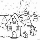 Christmas Coloring Pages House Choose Board Colouring Village sketch template