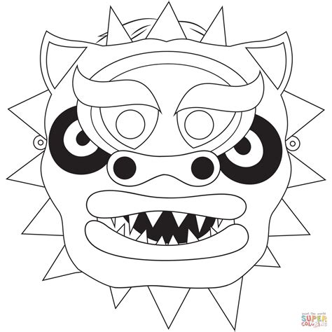 chinese  year dragon mask coloring page coloring pages
