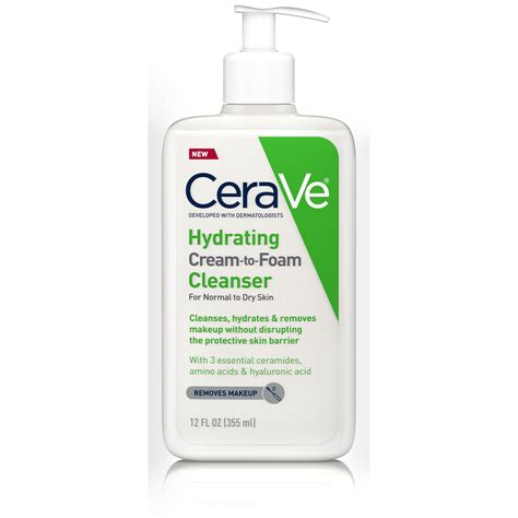 cerave hydrating cream  foam cleanser makeup remover  face wash