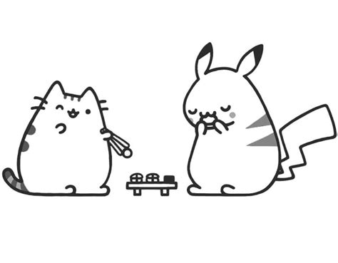 pusheen  pikachu coloring page  printable coloring pages  kids
