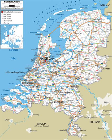 large road map  netherlands holland netherlands large road map