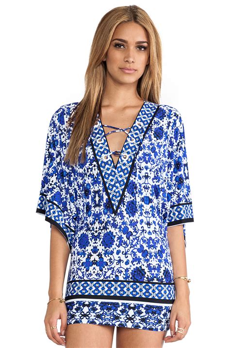 lyst nanette lepore saint etienne tunic cover up in blue