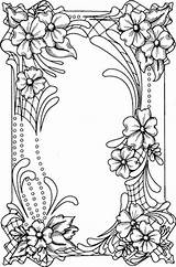 Coloring Pages Adult Flower Sue Wilson Printable Frame Colouring Frames Designs Adults Advanced Detailed Cartouche Floral Leather Pattern Volwassenen Kleuren sketch template