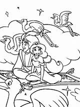 Coloring Carpet Magic Jasmine Aladdin Disney Drawing Princess Pages Coloriage Characters Flying Aladin Adult Printable Getcolorings Visit Getdrawings sketch template
