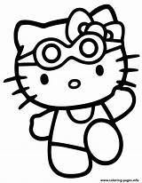 Kitty Hello Coloring Pages Printable Cute Beach Swimsuit Goggles Print Da Color Water Book Una Drinking Wecoloringpage Gif Popular Bacheca sketch template