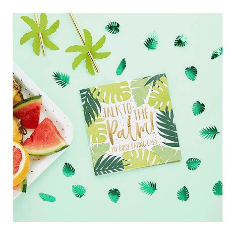 tropical leaf patterned paper napkins pk