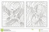 Contour Vetro Uccelli Coppie Macchiato Coppia Cigni Cielo Contorno Sorsi Illustrazioni Illustraties Hemel Gebrandschilderd Geplaatst Zwanen sketch template
