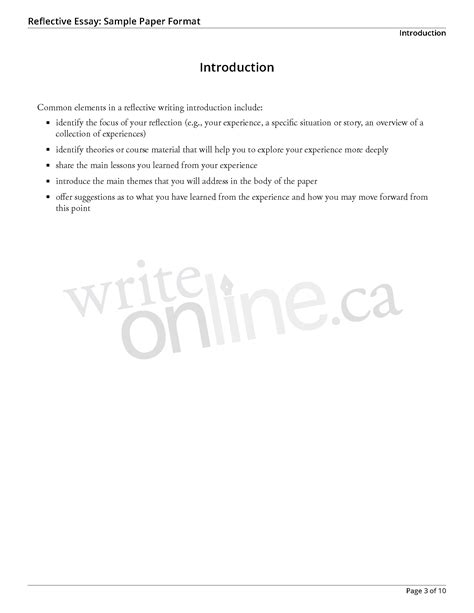 reflection paper examples  page reflection paper sample