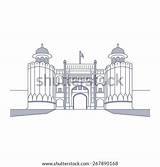 Lahore Pakistan Vector Fort Mughal Stock Sketch Landmark Illustration Vectors Shutterstock Badshahi Mosque Clip Monument sketch template