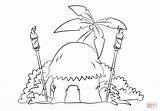 Hut Tiki Coloring Drawing Torches Pages Color Printable Simple Torch Kids Hawaiian Themed sketch template