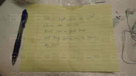 handwritten note photos of jeffrey epstein s body and sheet he used to