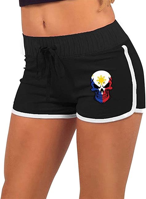 womens sexy booty shorts filipino flag skull torso silhouette dance