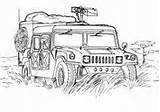 Hummer Coloring Humvee Military Army Pages sketch template