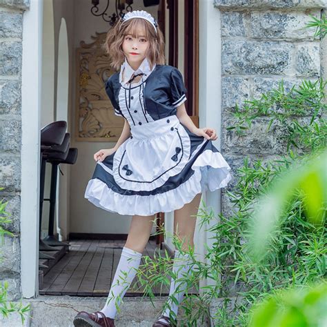 【ready Stock】light Tone Maid Outfit Cosplay Maid Restaurant Black And