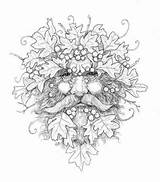 Ghillie Dhu Pagan Aaron Pocock Leafy Guy Flower Pyrography sketch template