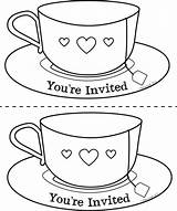 Tea Cup Coloring Teacup Drawing Pages Mother Colouring Template Printable Invite Invitation Getdrawings Clipart Getcolorings Saucer Sheet Party Color Alice sketch template