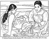 Gauguin Coloring Pages Tahiti Paul Femme Tahitienne Da Tahitian Para Kids Colorear Arte Coloriage Color Women Colouring Adult Painting Gaughin sketch template