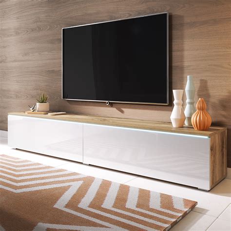 meuble tv meuble de salon kane  cm chene wotan blanc
