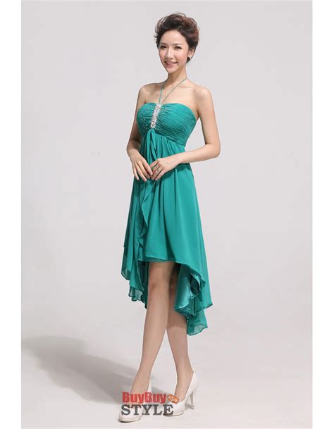 sexy high low chiffon empire halter backless prom party dresses