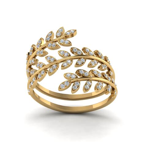 diamond leaf spiral ring   yellow gold fascinating diamonds