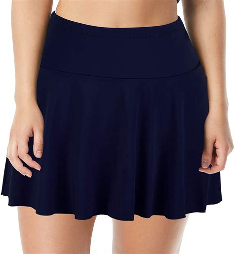 septangle women s high waist swim skirt tummy control navy blue size