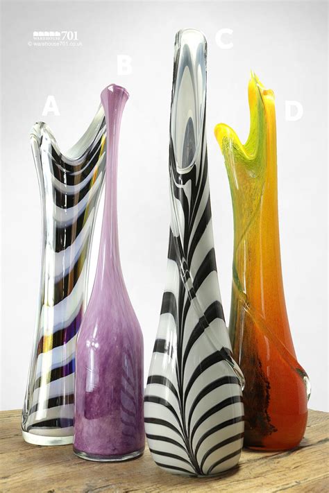 Stunning Hand Blown Polish Artisan Coloured Glass Vases