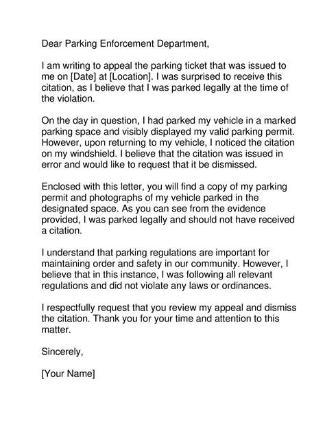 parking ticket appeal letter forms docs