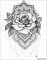 Mandala Rose Pages Coloring Color Printable sketch template
