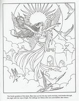 Coloring Pages Goddess Eos Greek Adults Fairy Dawn Color Kubo Sheets Printable Wiccan Book Pagan Colouring Fantasy Angel Challenging Sky sketch template